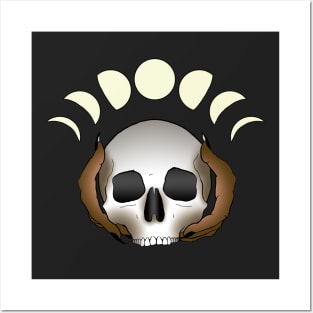 Moon Phase Skull Dark skin Posters and Art